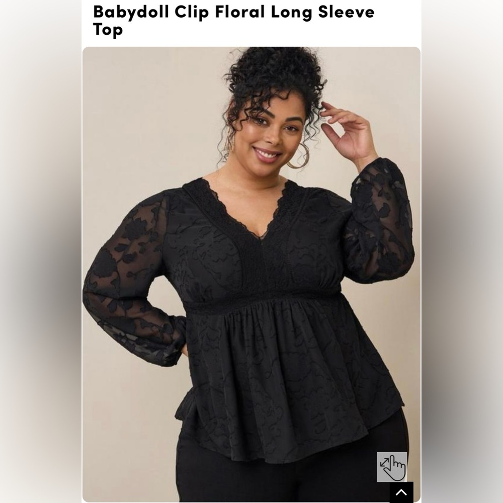 Babydoll Clip Floral Long Sleeve Top